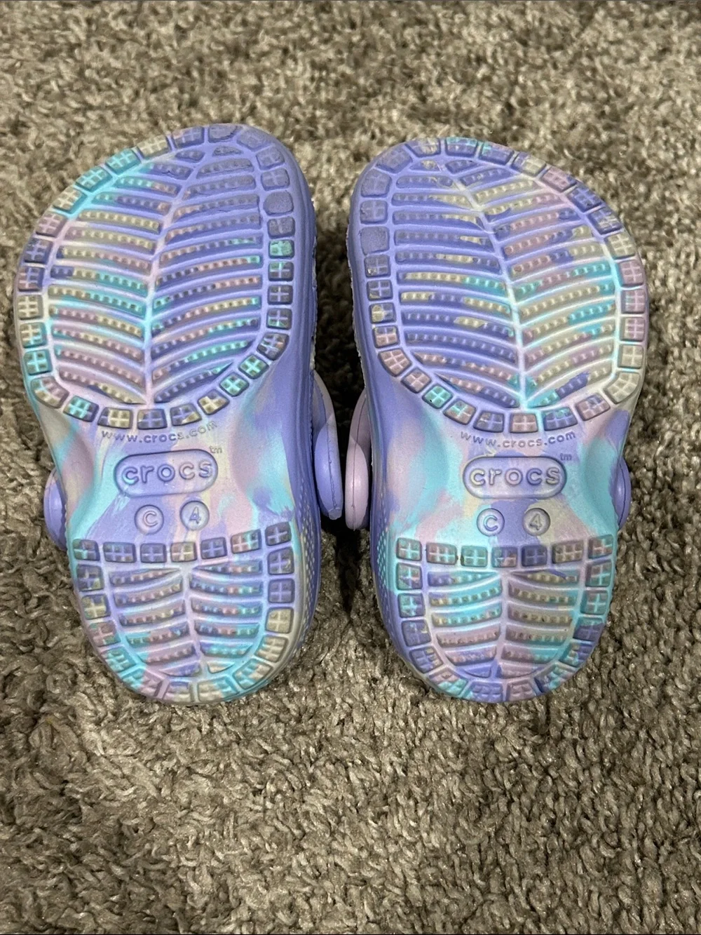 CROCS Kids' Tie-Dye Clogs in Lavender, Blue & Teal
